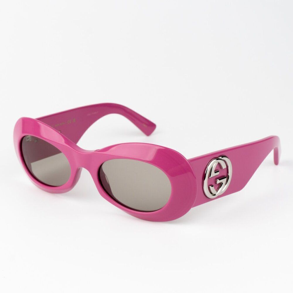 NEW Gucci GG1696S 004 Fuchsia Pink Grey Women Oval Sunglasses GG 1696S - Picture 2 of 10